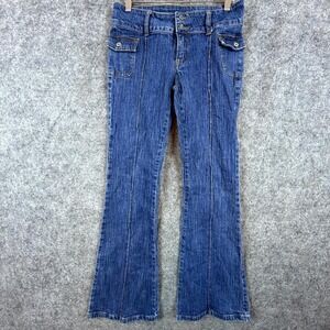 J Galt Jeans Womens S Blue Y2K Pocketless Flare Bootcut Belted Waist Denim